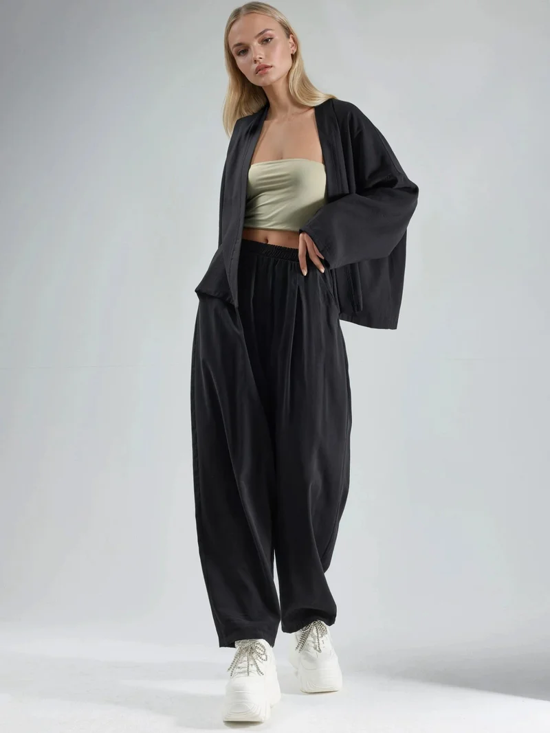 Busem Black BUSEM Long Sleeve Loose Fit Kimono for Women | Best Price UAE
